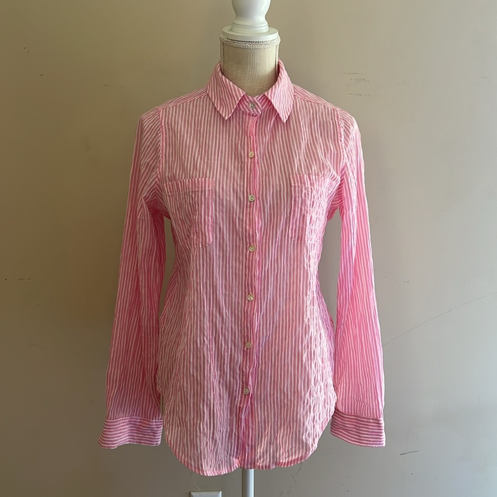 NWOT Lilly Pulitzer Sea View Button Down Top Shirt Oxford Stripe Size: S - Picture 2 of 9